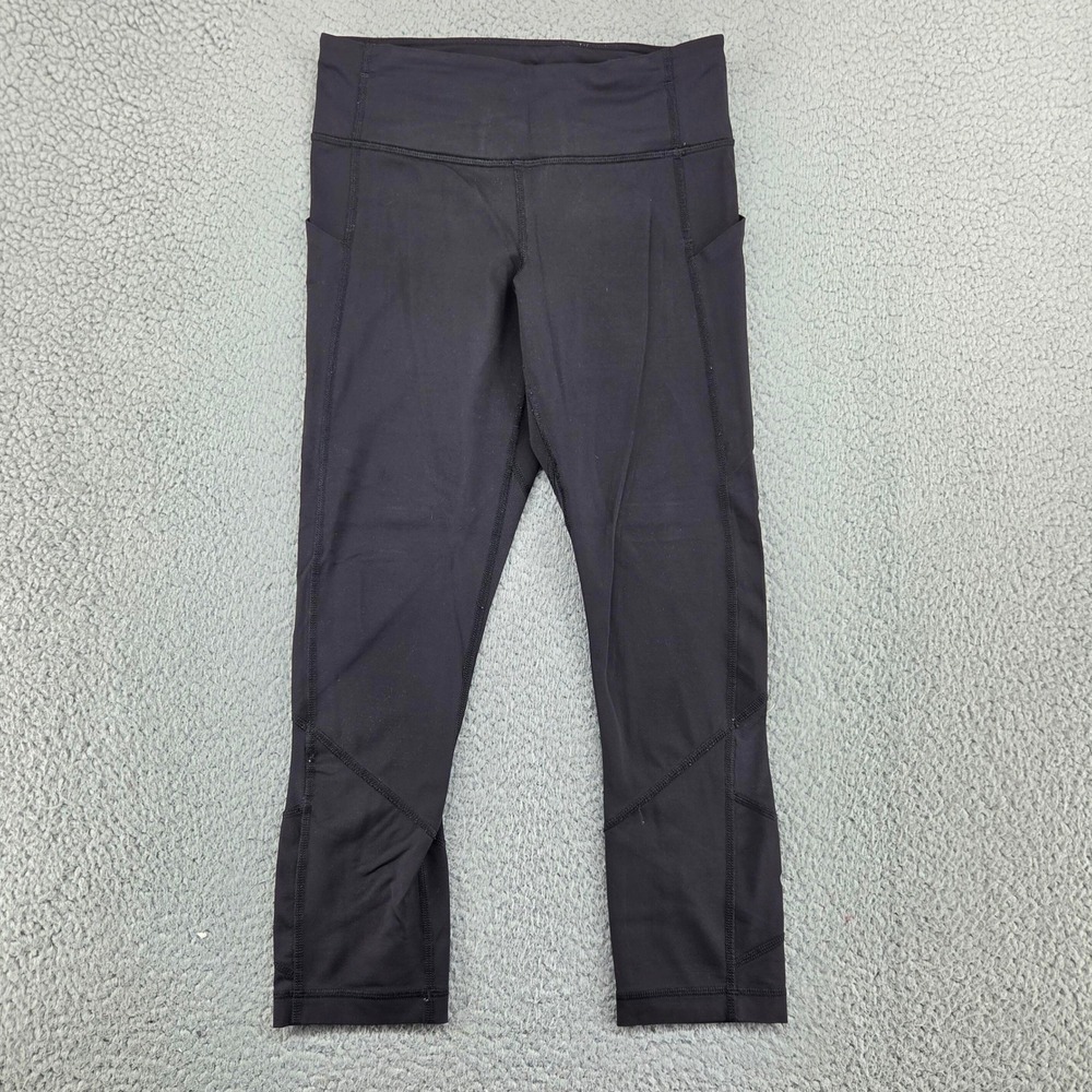 Lululemon Pace Rival Crop Leggings Womens 4 Black Luxtreme Pockets Yoga Fitness